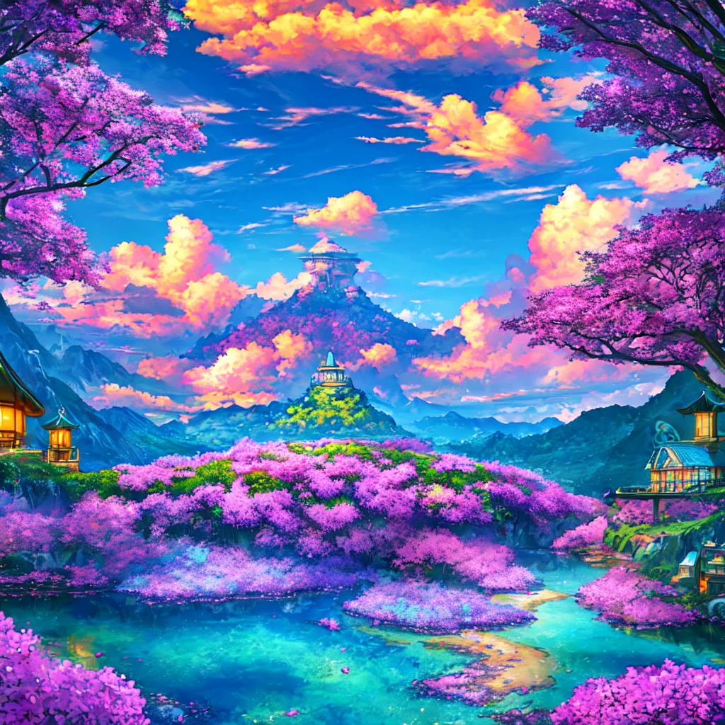 Masterpiece, ultra detailed, beautiful,Super Saturation, anime style, arcadia , mysterious island, landscape,