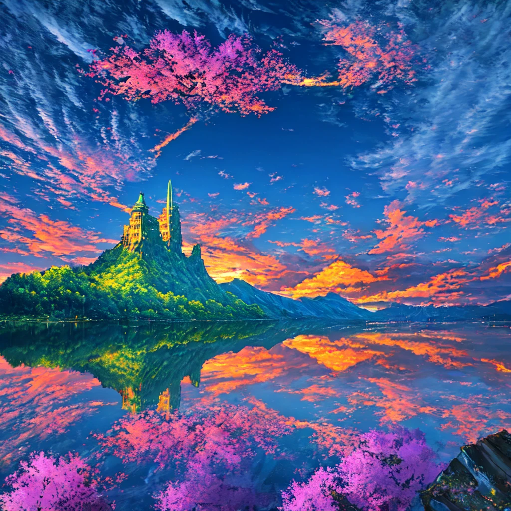 Masterpiece, ultra detailed, beautiful,Super Saturation, anime style, arcadia , mysterious island, landscape,