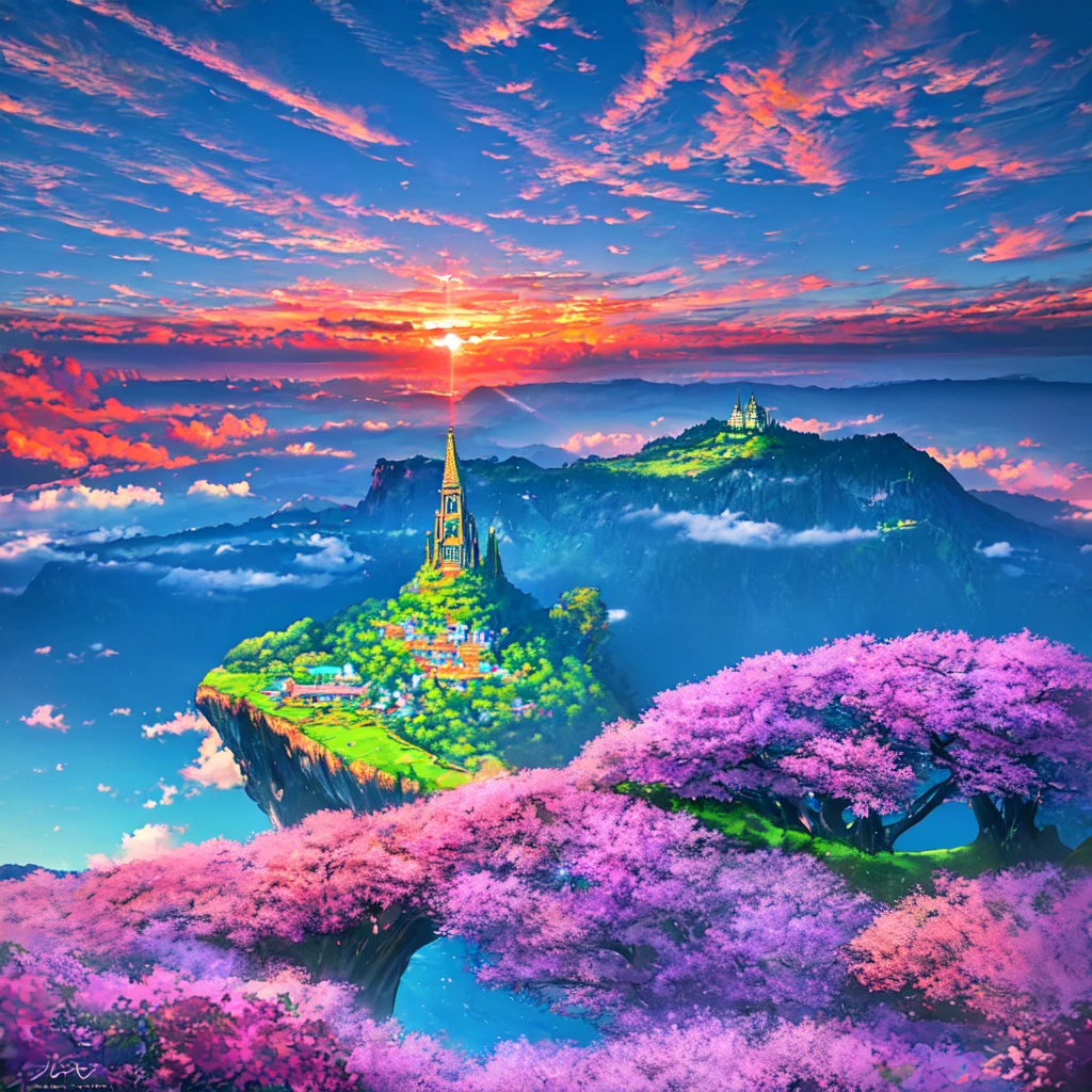 Masterpiece, ultra detailed, beautiful,Super Saturation, anime style, arcadia , mysterious island, landscape,
