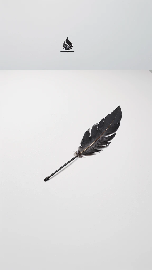 A minimal, modern, simple, cinematic logo design for the brand “Penamemoria". Create a modern, minimalistic, high-quality, logo of a feather that convey a sense of memories and dreams