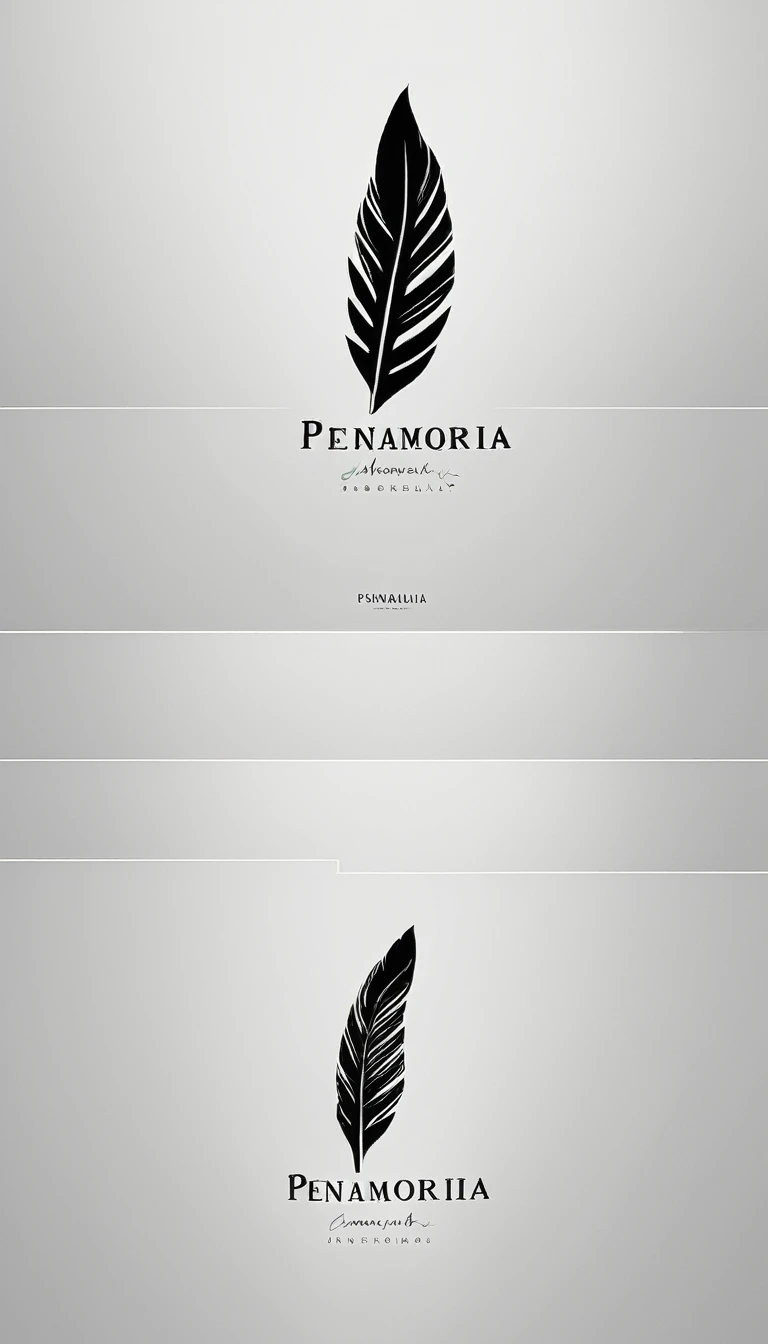 A minimal, modern, simple, cinematic logo design for the brand “Penamemoria". Create a modern, minimalistic, high-quality, logo of a feather that convey a sense of memories and dreams