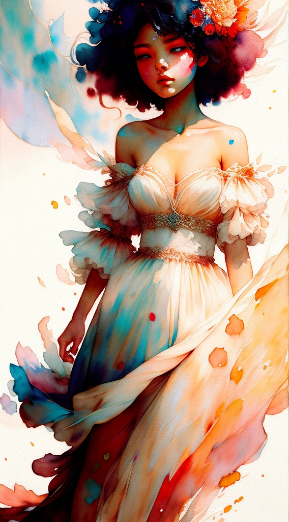 wtrcolor style, (rube) digital art, official art, blown by the wind, masterpiece, beautiful, ((watercolor)), paint splatter, intricate detail. Great detail, [dripping:0.7], Trending on Artstation, Rachel Walker