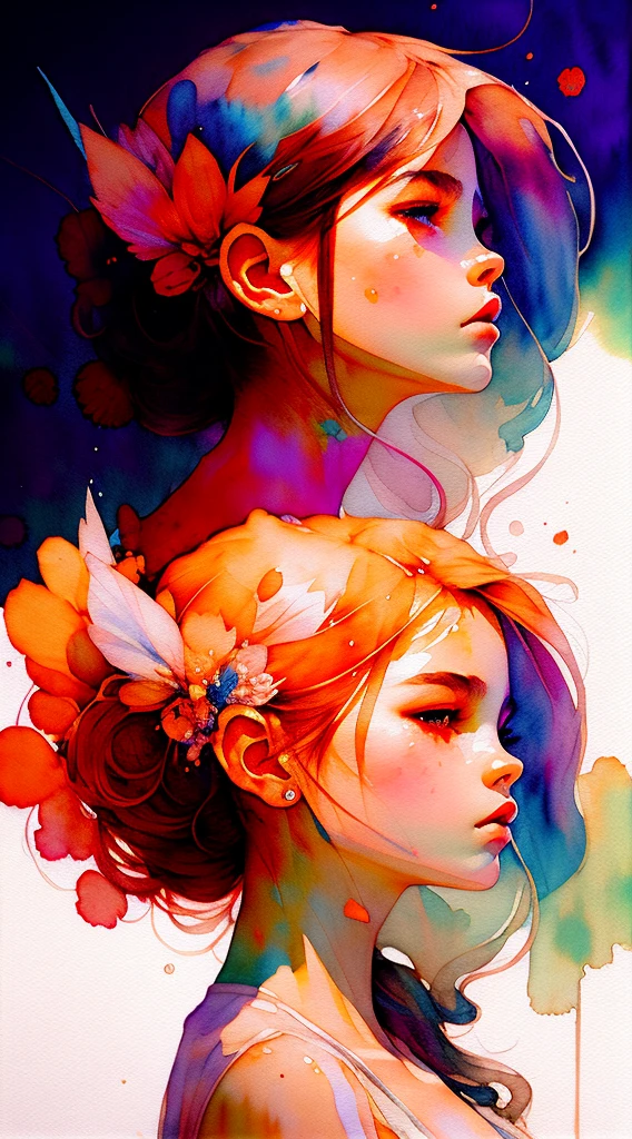 wtrcolor style, (roxe) digital art, official art, blown by the wind, masterpiece, beautiful, ((watercolor)), paint splatter, intricate detail. Great detail, [dripping:0.7], Trending on Artstation, Rachel Walker