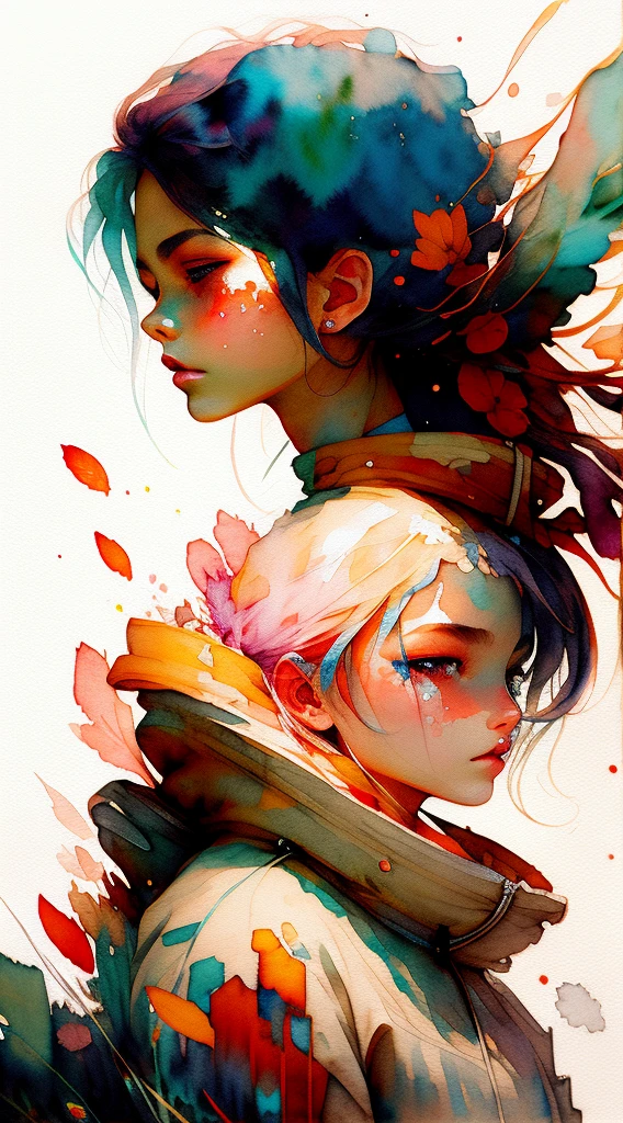 wtrcolor style, (roxe) digital art, official art, blown by the wind, masterpiece, beautiful, ((watercolor)), paint splatter, intricate detail. Great detail, [dripping:0.7], Trending on Artstation, Rachel Walker