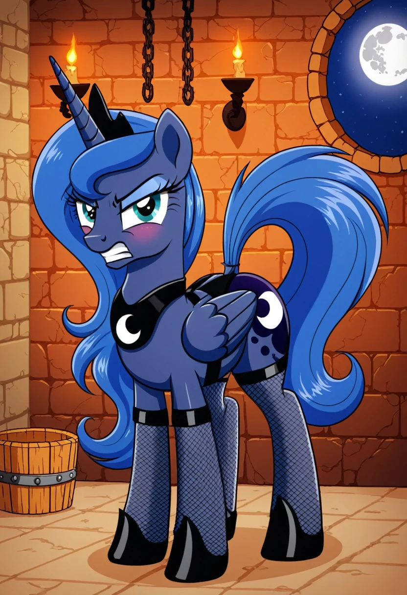 Pony angry Princessa luna in in fishnet tights b locked in a dungeon