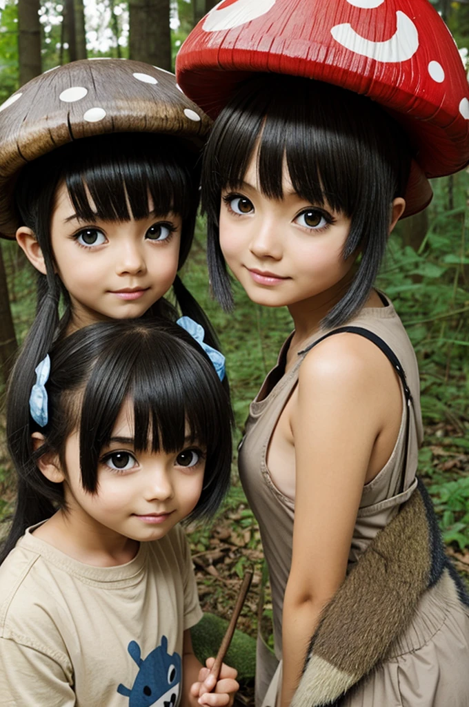 Mushroom girl and raccoon boy anime