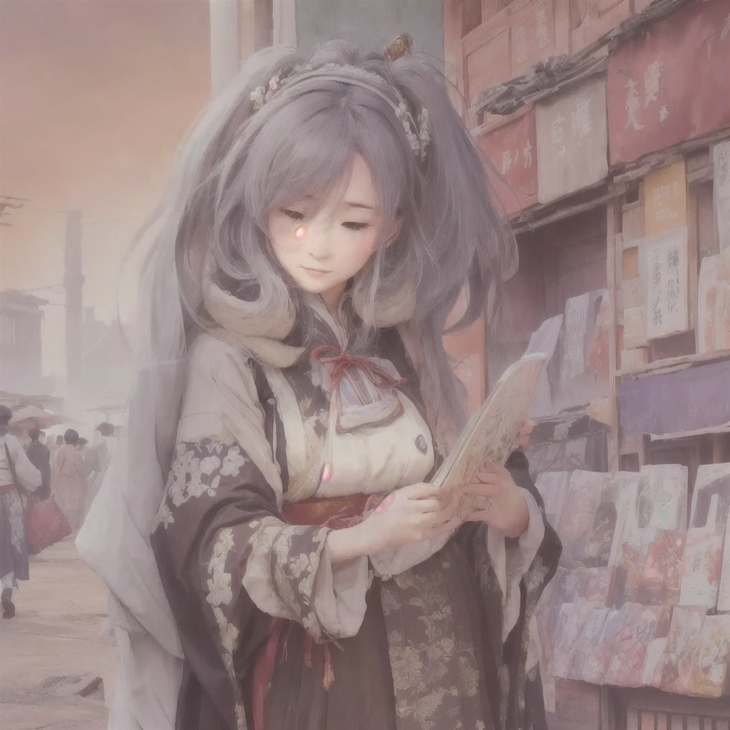 Anime girl in a store with a book in her hands, Anime Style 4k, Alchemist Girl, Cyborg Merchant Girl, Little Lolita Girl, Anime Art Wallpapers 8K, Kantai Collection Style, , Gwayz on pixiv artstation, anime art wallpaper 4k, anime art wallpaper 4k, GweizBlazing flames, fire, crowd, throng, freezing, mother warming her baby.Scenery and Cityscape in the Early Meiji Era After the Meiji Restoration, Japan underwent rapid modernization and civilization. Consequently, many changes and reforms occurred. Below is a detailed explanation of the scenery, appearance of the poor, occupations, and cityscapes in the early Meiji period (1868 to the early 1880s). 2. Appearance of the Poor Life for the impoverished and lower classes remained harsh. In particular, in urban areas, people migrated from rural areas or unemployed artisans gathered, intensifying competition in the labor market. Many of them struggled with poverty, often residing in slums or around temples. 3. Occupations Meiji early Japan witnessed a diversification of occupations. Traditional agriculture and handicrafts were accompanied by the rise of modern industry and commerce. Particularly in urban areas, factory workers, shop clerks, and transporters increased, giving rise to new professions. However, many in these occupations endured harsh working conditions. 4. Influence of Civilization and Enlightenment During the Meiji era, Western cultural influences spread rapidly. Changes in clothing, dietary habits, and the proliferation of Western-style architecture advanced, especially in urban areas. Conversely, this development posed a threat to traditional culture and lifestyles, resulting in societal upheaval and adaptation challenges. 5. Social Change and Policy Influence While promoting modernization policies, the government also addressed poverty and social issues. Legislation for labor protection and charitable activities to aid the poor were implemented. Nevertheless, living conditions for the impoverished scarcely improved. The early Meiji period marked a rapid transformation in Japan, with complex social landscapes invo