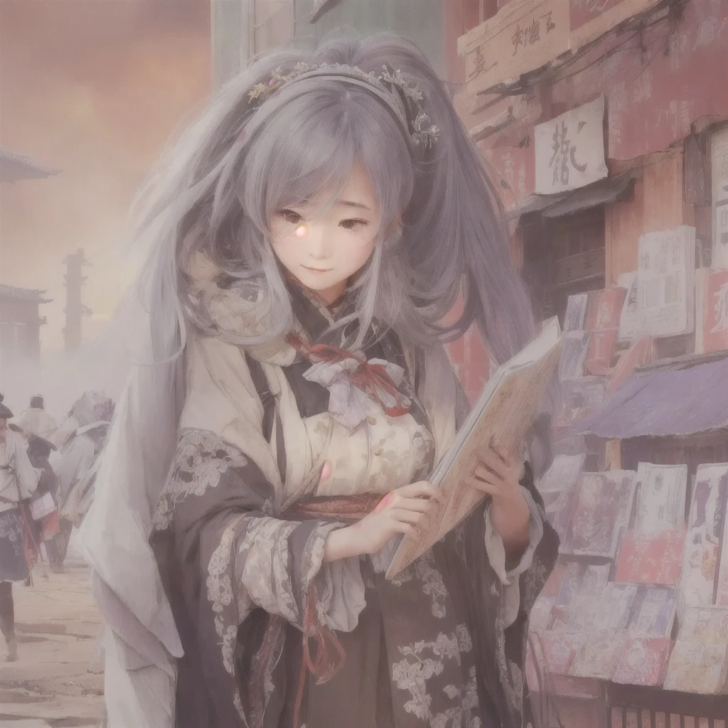Anime girl in a store with a book in her hands, Anime Style 4k, Alchemist Girl, Cyborg Merchant Girl, Little Lolita Girl, Anime Art Wallpapers 8K, Kantai Collection Style, , Gwayz on pixiv artstation, anime art wallpaper 4k, anime art wallpaper 4k, GweizBlazing flames, fire, crowd, throng, freezing, mother warming her baby.Scenery and Cityscape in the Early Meiji Era After the Meiji Restoration, Japan underwent rapid modernization and civilization. Consequently, many changes and reforms occurred. Below is a detailed explanation of the scenery, appearance of the poor, occupations, and cityscapes in the early Meiji period (1868 to the early 1880s). 2. Appearance of the Poor Life for the impoverished and lower classes remained harsh. In particular, in urban areas, people migrated from rural areas or unemployed artisans gathered, intensifying competition in the labor market. Many of them struggled with poverty, often residing in slums or around temples. 3. Occupations Meiji early Japan witnessed a diversification of occupations. Traditional agriculture and handicrafts were accompanied by the rise of modern industry and commerce. Particularly in urban areas, factory workers, shop clerks, and transporters increased, giving rise to new professions. However, many in these occupations endured harsh working conditions. 4. Influence of Civilization and Enlightenment During the Meiji era, Western cultural influences spread rapidly. Changes in clothing, dietary habits, and the proliferation of Western-style architecture advanced, especially in urban areas. Conversely, this development posed a threat to traditional culture and lifestyles, resulting in societal upheaval and adaptation challenges. 5. Social Change and Policy Influence While promoting modernization policies, the government also addressed poverty and social issues. Legislation for labor protection and charitable activities to aid the poor were implemented. Nevertheless, living conditions for the impoverished scarcely improved. The early Meiji period marked a rapid transformation in Japan, with complex social landscapes invo