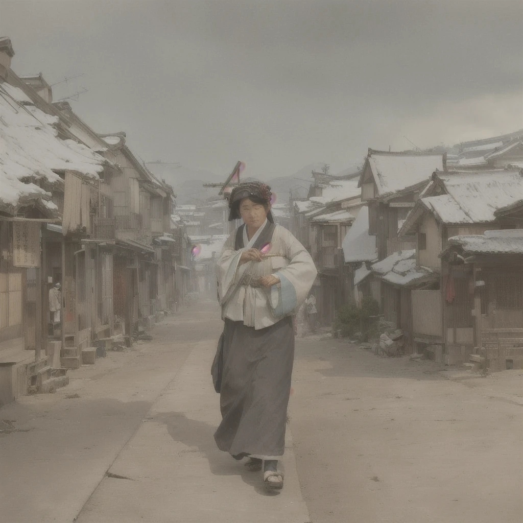 A picture of a street with people walking, by Kamisaka Sekka, Dusty Street, The ancient street behind her, in a village street, Inspired by Santiago Martínez Delgado, By Artur Tarnowski, on the road, By Ludwig Konaszewski, Inspired by Anton Piek, Foggy Alley, on the roadBlazing flames, fire, crowd, throng, freezing, mother warming her baby.Scenery and Cityscape in the Early Meiji Era After the Meiji Restoration, Japan underwent rapid modernization and civilization. Consequently, many changes and reforms occurred. Below is a detailed explanation of the scenery, appearance of the poor, occupations, and cityscapes in the early Meiji period (1868 to the early 1880s). 2. Appearance of the Poor Life for the impoverished and lower classes remained harsh. In particular, in urban areas, people migrated from rural areas or unemployed artisans gathered, intensifying competition in the labor market. Many of them struggled with poverty, often residing in slums or around temples. 3. Occupations Meiji early Japan witnessed a diversification of occupations. Traditional agriculture and handicrafts were accompanied by the rise of modern industry and commerce. Particularly in urban areas, factory workers, shop clerks, and transporters increased, giving rise to new professions. However, many in these occupations endured harsh working conditions. 4. Influence of Civilization and Enlightenment During the Meiji era, Western cultural influences spread rapidly. Changes in clothing, dietary habits, and the proliferation of Western-style architecture advanced, especially in urban areas. Conversely, this development posed a threat to traditional culture and lifestyles, resulting in societal upheaval and adaptation challenges. 5. Social Change and Policy Influence While promoting modernization policies, the government also addressed poverty and social issues. Legislation for labor protection and charitable activities to aid the poor were implemented. Nevertheless, living conditions for the impoverished scarcely improved. The early Meiji period marked a rapid transformation in Japan, with complex social land