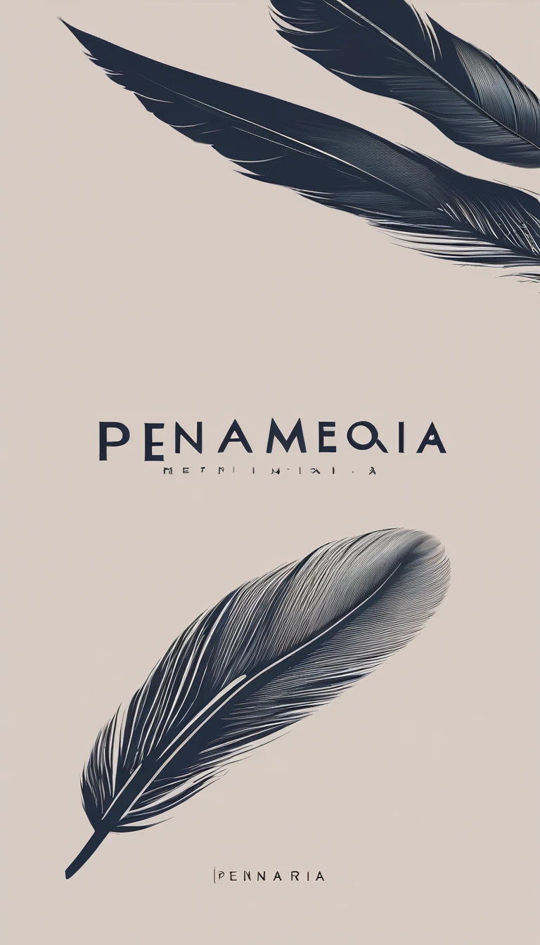 A minimal, modern, simple, cinematic logo design for the brand “Penamemoria". Create a modern, minimalistic, high-quality, logo of a feather that convey a sense of memories and dreams