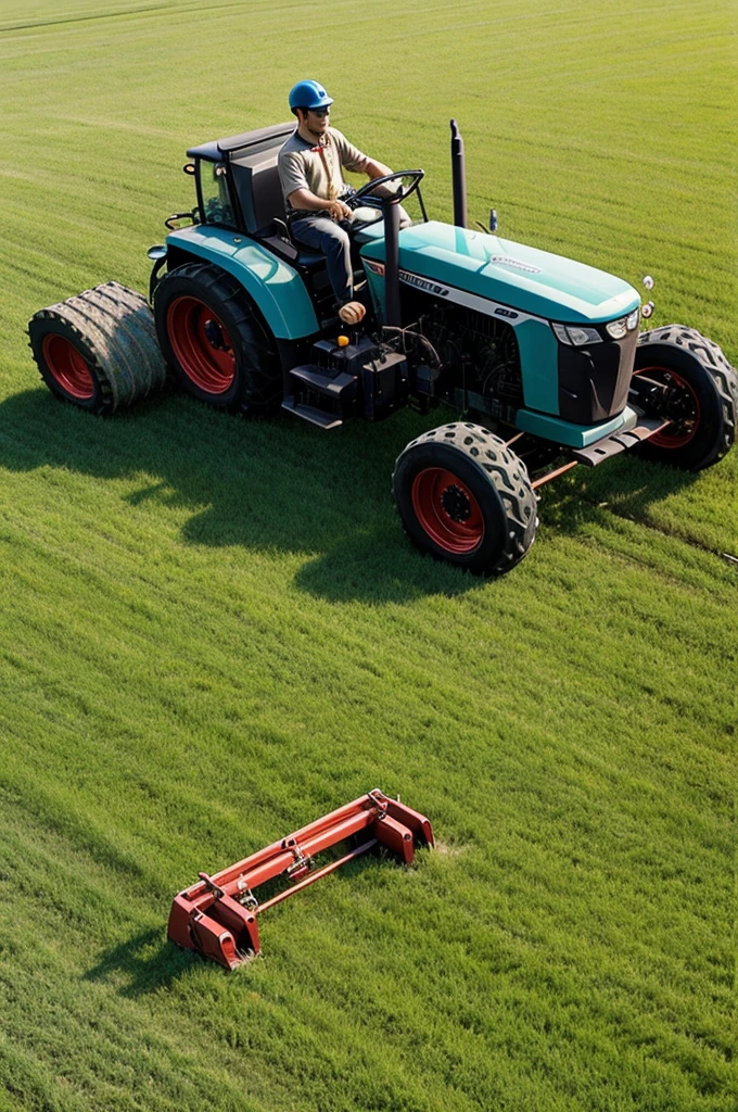 Anime logo tractors cutting grass