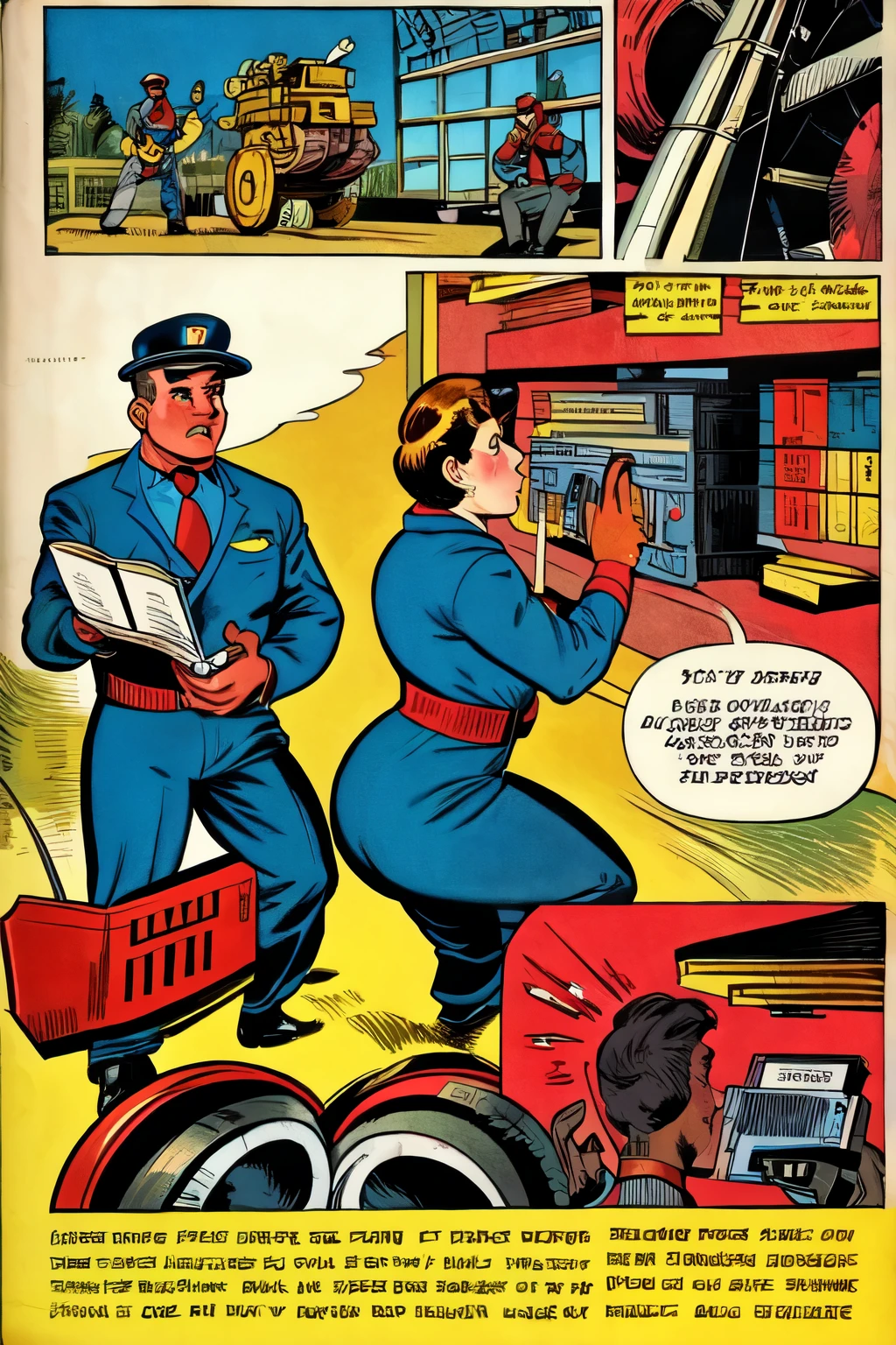 team checking preventive maintenance history of the machine, in book! Vintage comics style