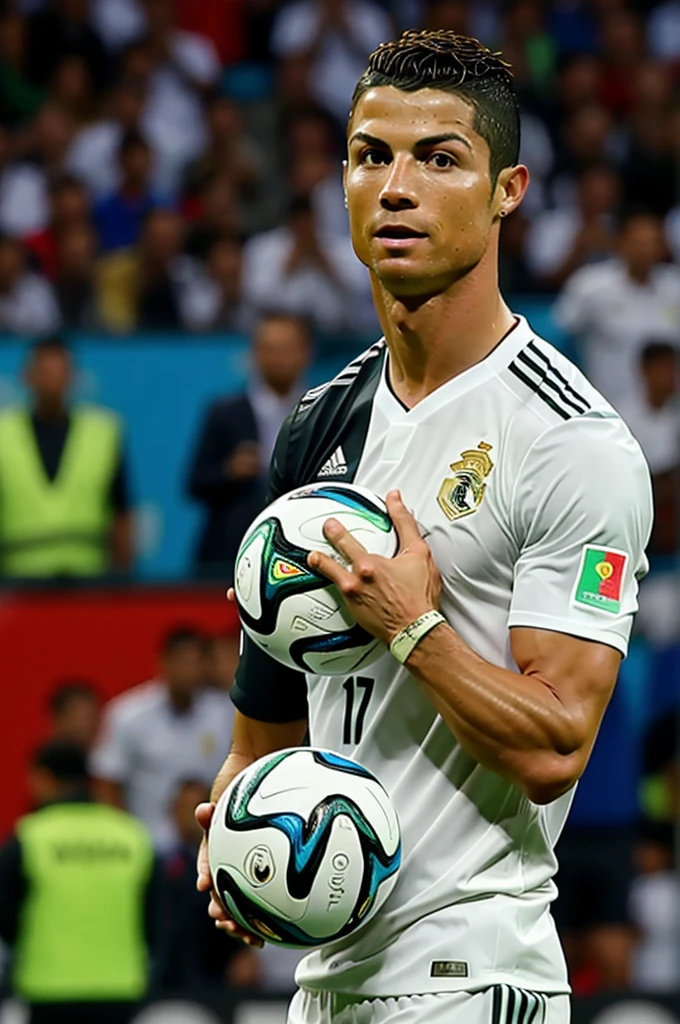 Cristiano Ronaldo with a World Cup