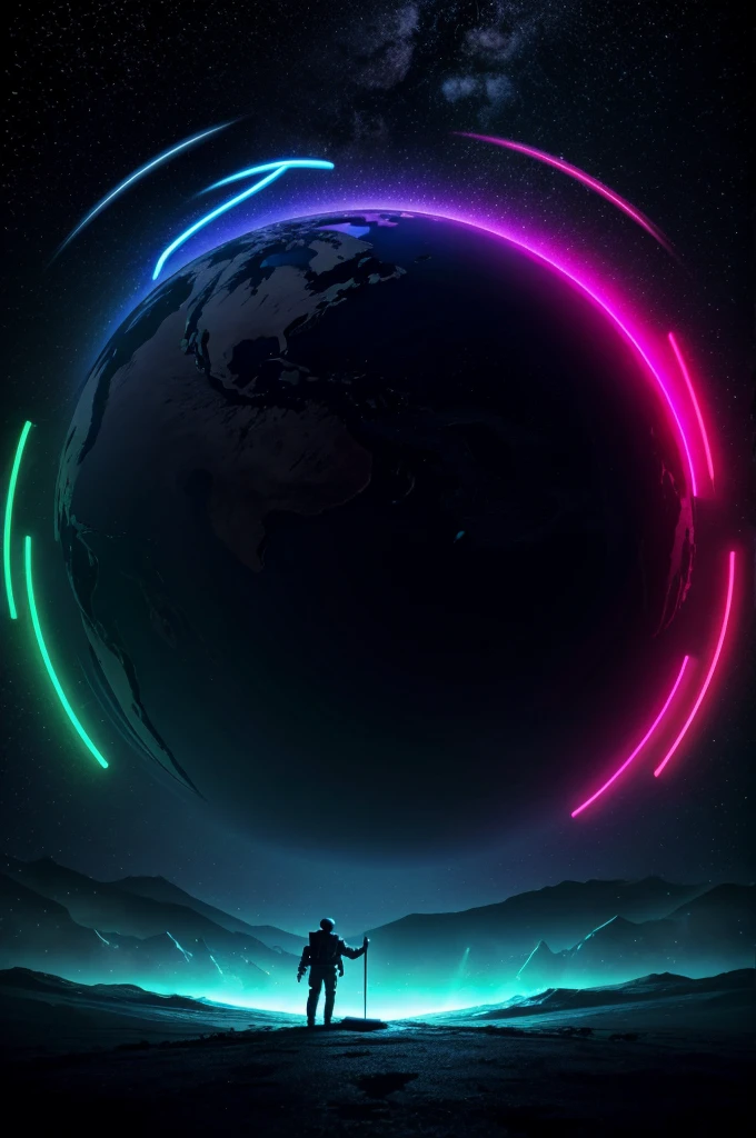 A walpaper with dark world neon