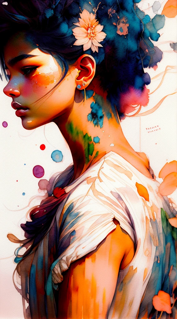 wtrcolor style, (roxe) digital art, official art, blown by the wind, masterpiece, beautiful, ((watercolor)), paint splatter, intricate detail. Great detail,nipples Trending on Artstation, Rachel Walker