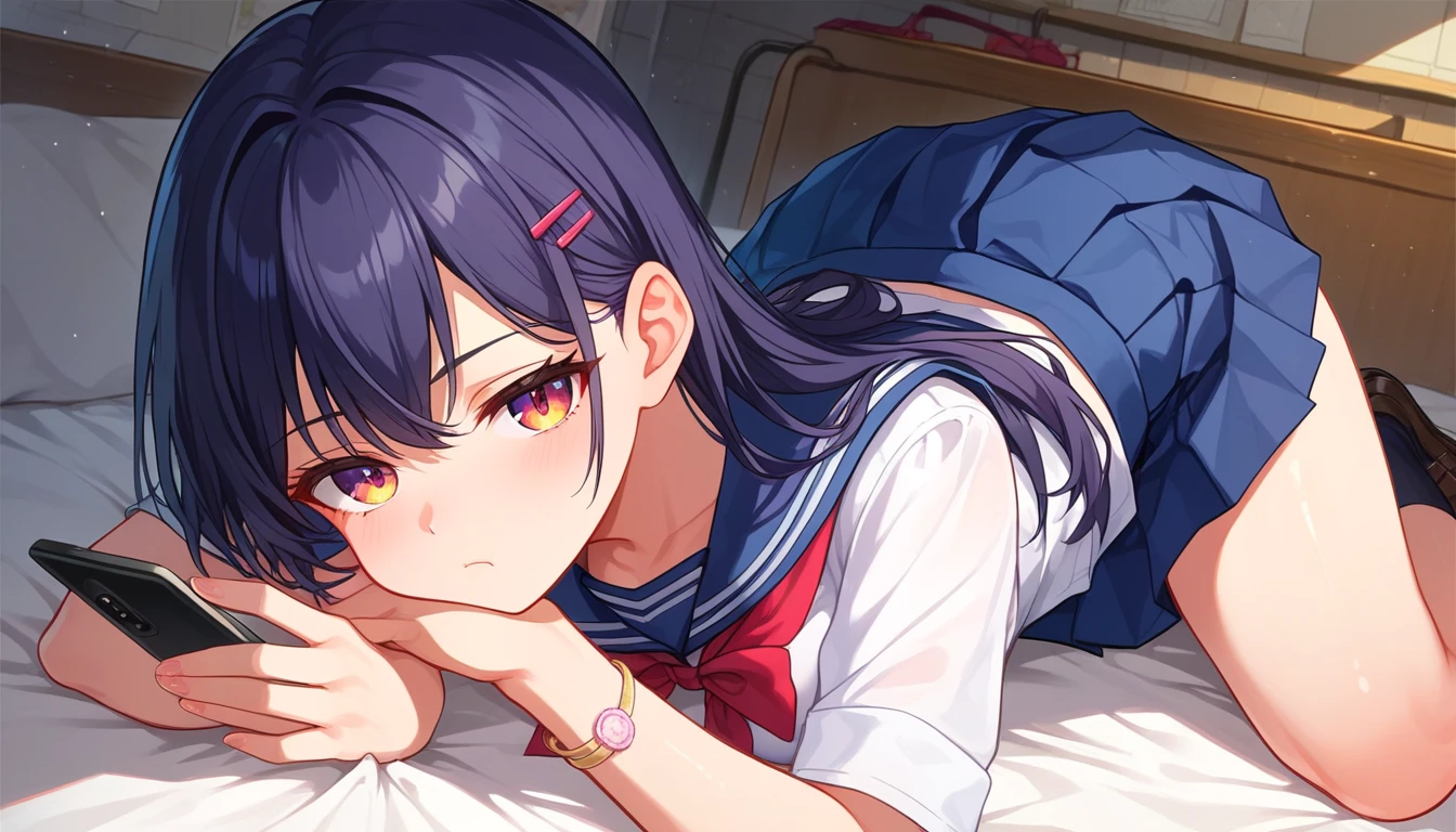 ((1girls:1.3)),((moe style:1.3)), ((school uniform:1.3)), ((bored look:1.3)), ((phone:1.3)), ((hell:1.3)), ((perfect face)), ((extremely cute:1.3)), ((masterpiece:1.3)), ((8k)), ((best quality:1.3)), ((beautiful)), ((extremely detailed:1.3)) , ((absurdres)), ((score_9:1.3)), ((score_8_up:1.3)), ((score_7_up:1.3)), AddXL,Expressiveh