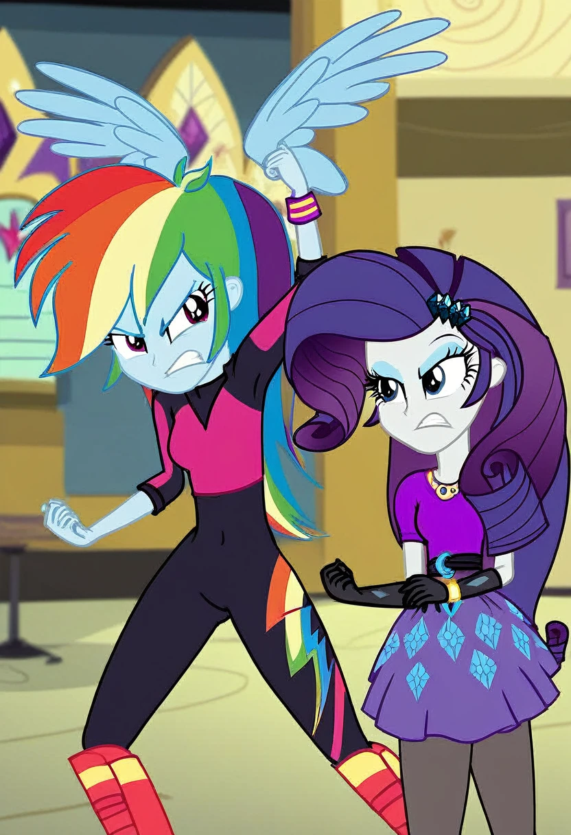 Eqg angry bodystocking costiumme in the castle  dancing rainbow dash  . Rarity 