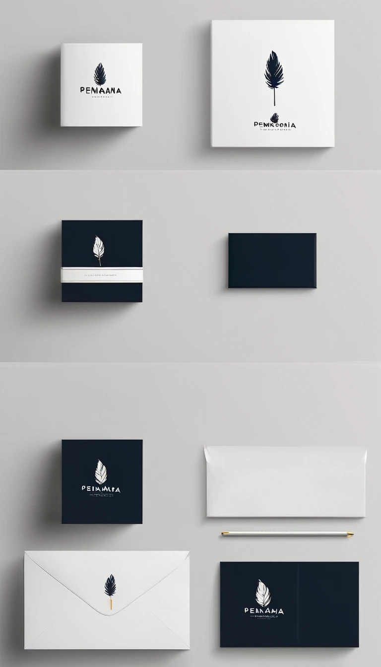 A minimal, modern, simple, cinematic logo design for the brand “Penamemoria". Create a modern, minimalistic, high-quality, logo of a boy-feather