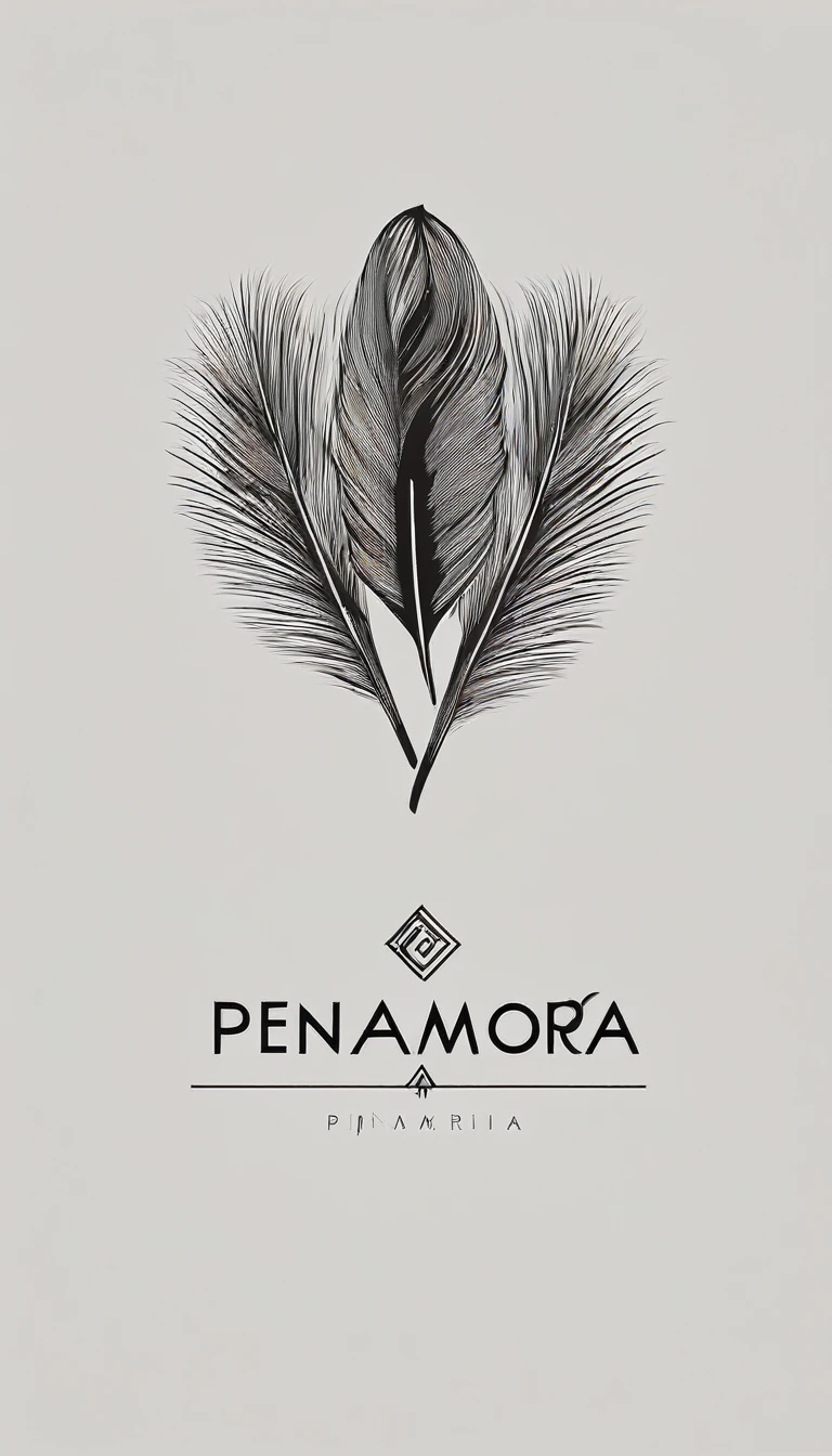 A minimal, modern, simple, cinematic logo design for the brand “Penamemoria". Create a modern, minimalistic, high-quality, logo of a boy-feather