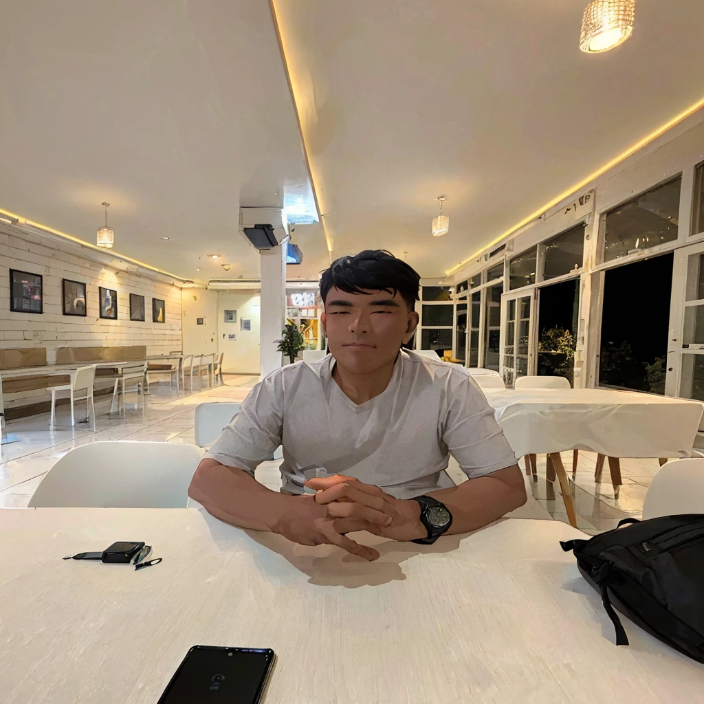 there is a man sitting at a table with a cell phone, shot on canon eos r5, shot on canon eos r 5, taken with sony alpha 9, captured on canon eos r 6, shot on nikon z9, shot with sony alpha 1 camera, shot with sony alpha, shot with sigma f / 4. 2, shot with sigma f/ 4.2