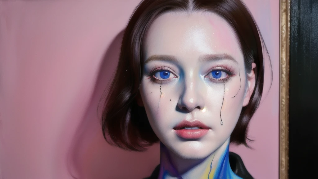 Android Beauty, Powerful paintings inspired by Francis Bacon, Ultra-realistic surrealism, Hyperrealism, fear, art, hyper real painting, Realistic illustration painting, カラフルなHyperrealism, Hyper-realistic digital art