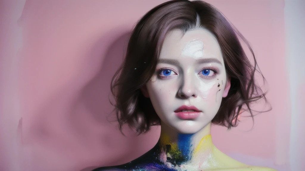 Android Beauty, Powerful paintings inspired by Francis Bacon, Ultra-realistic surrealism, Hyperrealism, fear, art, hyper real painting, Realistic illustration painting, カラフルなHyperrealism, Hyper-realistic digital art