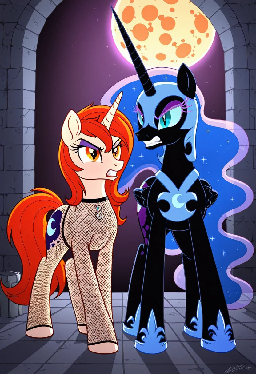 Pony angry nightmare moon in in fishnet tights b locked in a dungeon