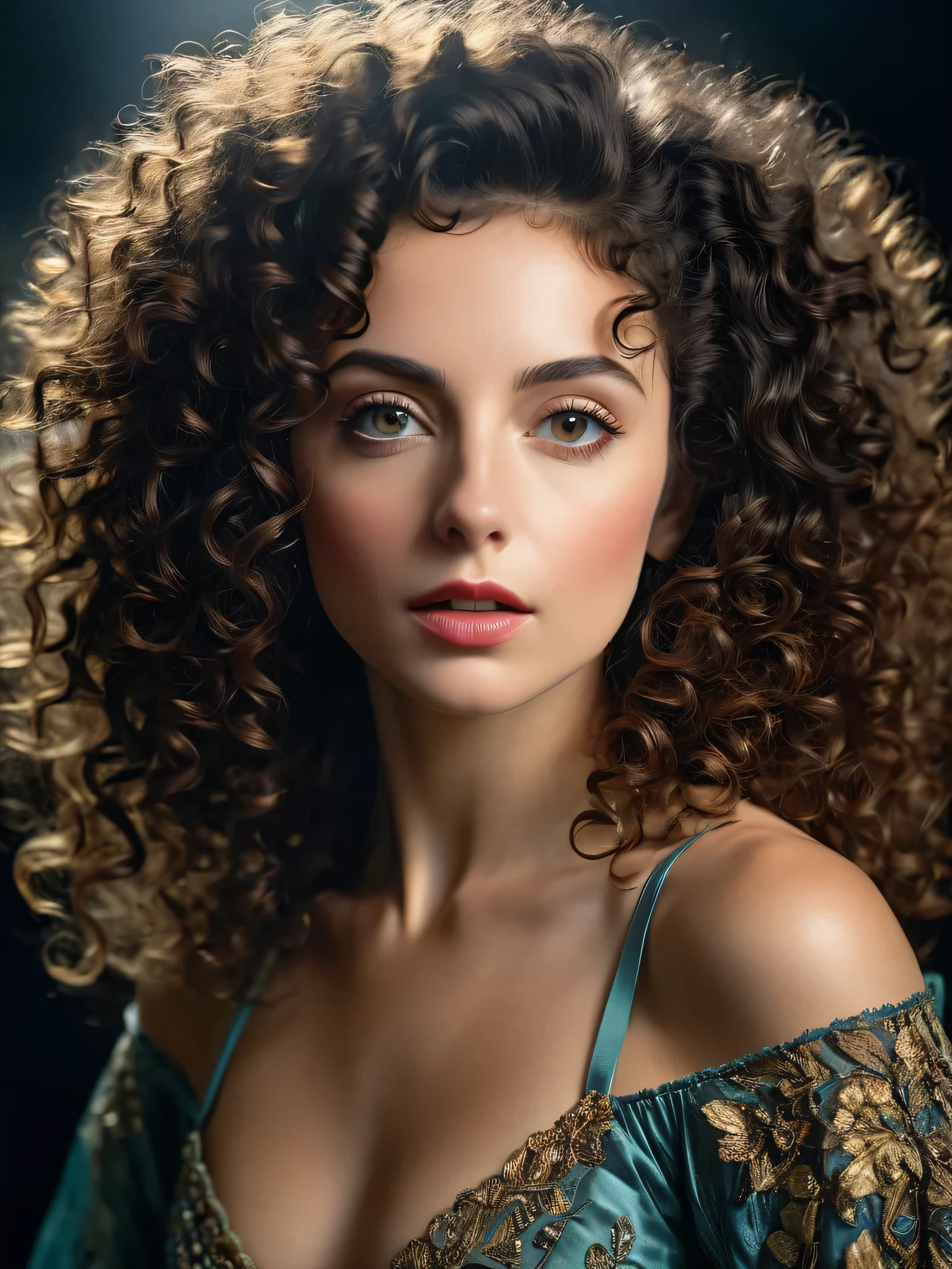 downtown,

halfbody of 

A passionately exciting [Woman:Maude adams:0.1],  

dark and curly hair,

halfbody,

, ultra detali, Film photography, light  leaks, Larry Bud Melman, trends on ArtStation, sharp focus, studio photo, details Intricate, highy detailed, por Greg Rutkowski