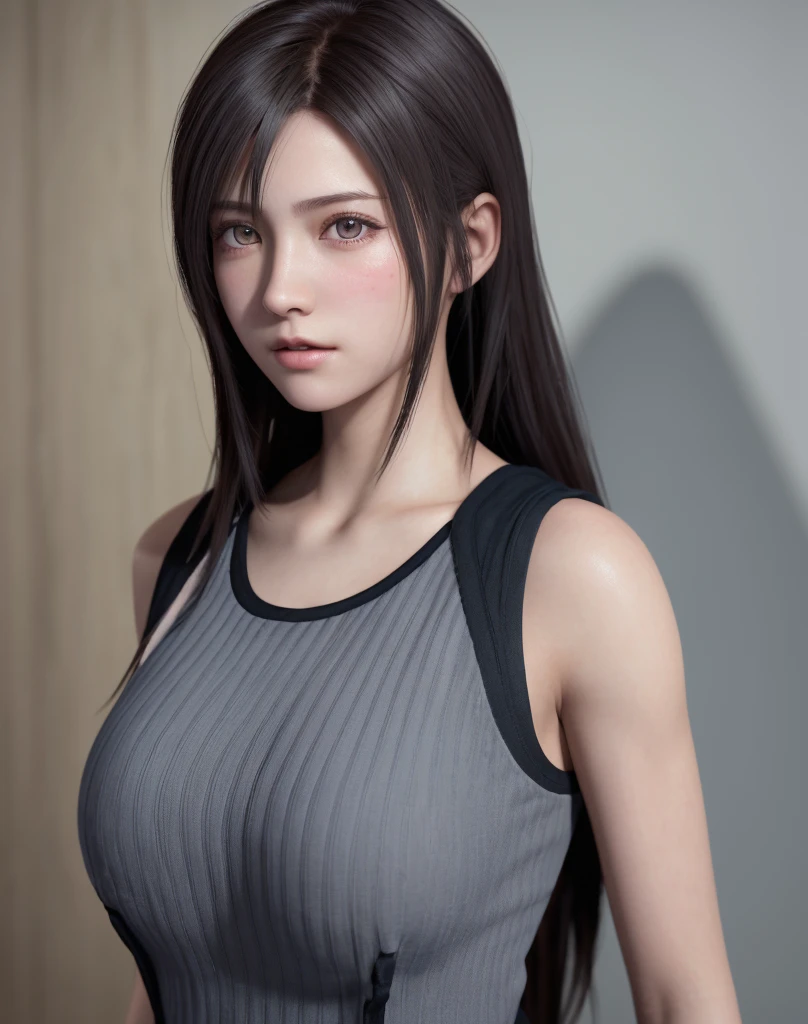high quality picture, masutepiece, detailed hair texture, Detailed skin texture, Detailed Cloth Texture, 8K, Add fabric details, ultra detailed skin texture, ultra detailed photographic, Skin pores, Portrait of a girl, wearing tank top,