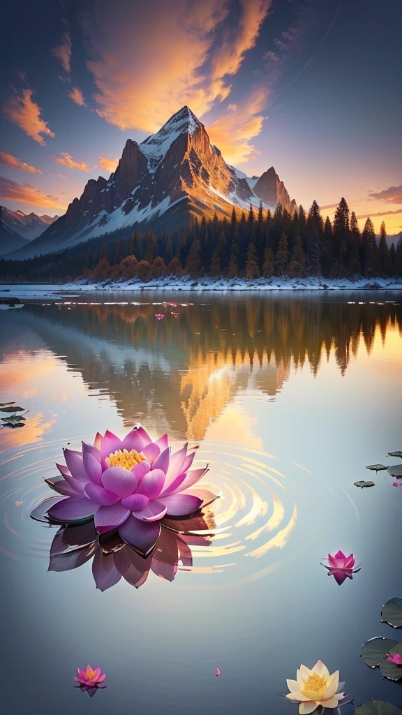 A lotus flower floating in the lake，Mountains in the background, Beautiful iPhone Wallpapers, Nature Wallpapers, Reflective flowers, stunning nature in background, Very beautiful photos, really Beautiful nature, Beautiful nature, Beautiful background, The setting is happiness wallpaper, Beautiful wallpapers, pretty lake, Magnificent natural scenery, pretty lake background, Amazing wallpapers, Immerse yourself in nature, beautiful reflexions