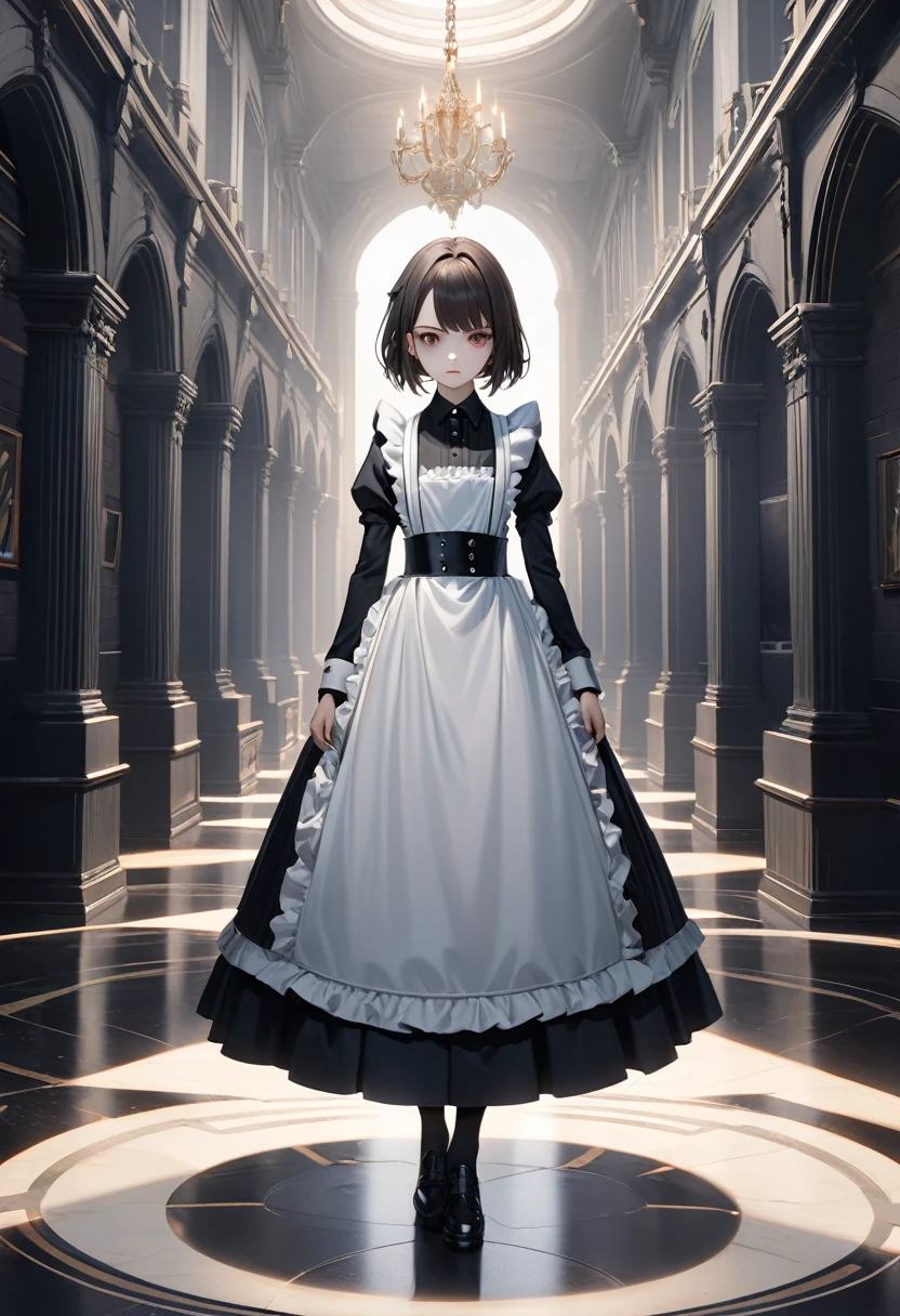 A 16-year-old girl, Gothic atmosphere, A hall before the viewer々and towering. ((Her dark hair, Cut into a bob style)), frame her pale face, Her dark brown eyes have an enigmatic glow. she ((Maid clothes):1.3), 彼女のほっそりとした陰気なbody型を強調する選択, Emphasizing her unique presence. Her posture is firm, Communicate your unwavering determination, As if challenging fate itself. ((full_body):1.5)
The soft light brings out the details of her face., Reveal every shadow and edge. The lines of her uniforms are all sharp., Capture every crease in ultra-realistic detail. She is positioned in full body, In an anime style that adds a layer of artistic expression to her image.. All of her facial features are accurately depicted, Communicating subtle and complex emotions、Draw the viewer deeper into her story.
Unreal Engine 5's advanced technology brings the scene to life, Providing an unparalleled immersive experience. All textures are rich in detail, Every shadow and reflection creates an immersive atmosphere. The visual quality is unmatched, In 16K resolution、body験を新たなレベルのリアリズムに引き上げます. Every pixel is packed with intensity, Captures the dark charm of a Gothic girl.
Her dynamic and confident pose、Gives a sense of power and mystery。, she鋭い視線で視聴者を見つめる. Her hands are perfectly drawn, Her fingers are、Delicately carved as a symbol of technical perfection. sheデジタルの傑作だ, The fusion of beauty and darkness々Captivate.
With this wonderful expression, The 16-year-old Gothic girl stands out as a symbol of individuality and authenticity. Her presence fills the screen with captivating energy., She invites viewers into her world of mystery and intrigue..