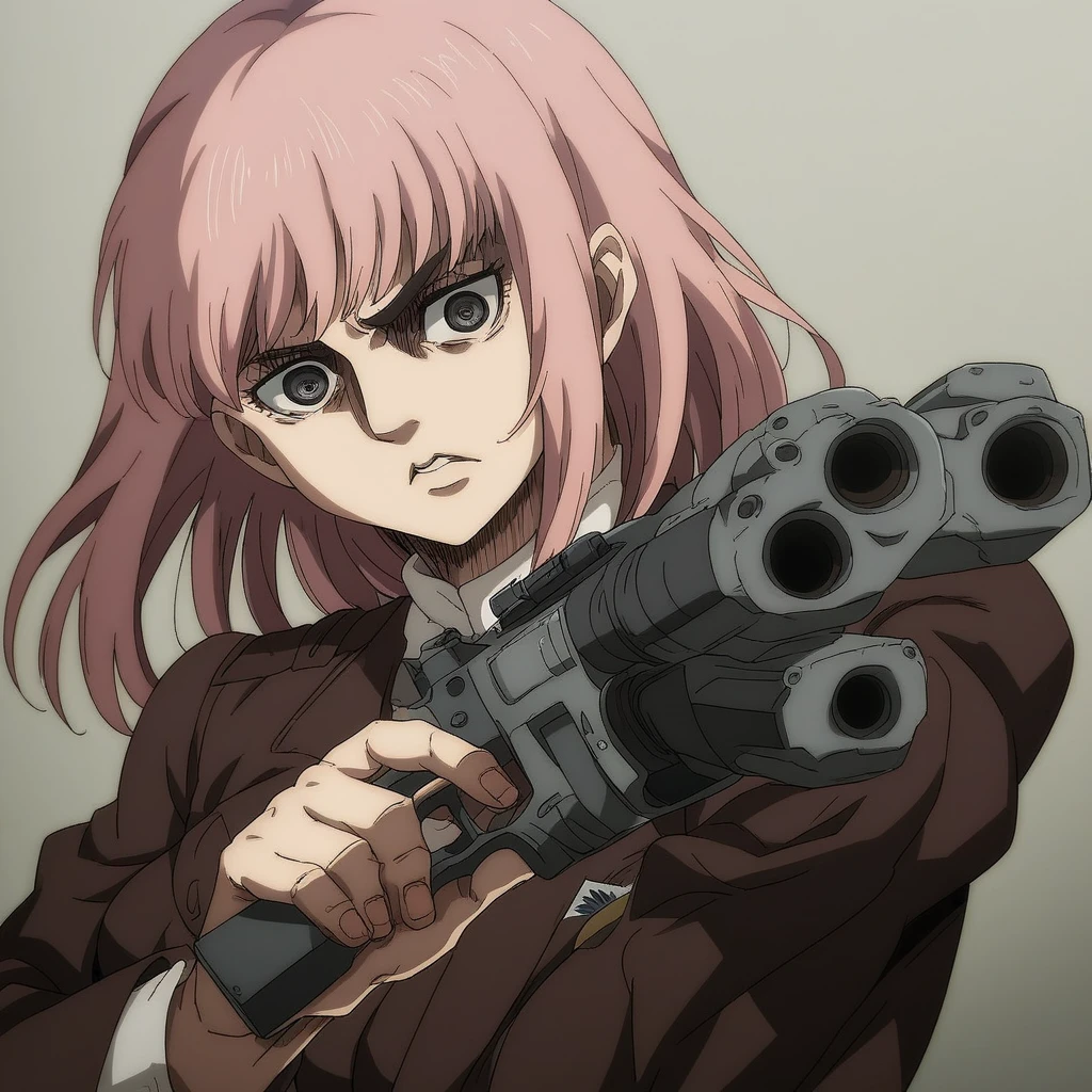 anime girl with pink hair holding a gun in her hand, trigger anime artstyle, clean detailed anime art, guweiz, with pistol, high quality anime artstyle, badass anime 8 k, gapmoe yandere, female action anime girl, anime shot, realistic anime artstyle, anime artstyle, artwork in the style of guweiz, zero two,,singeki_no_kyojin_s4_style,
