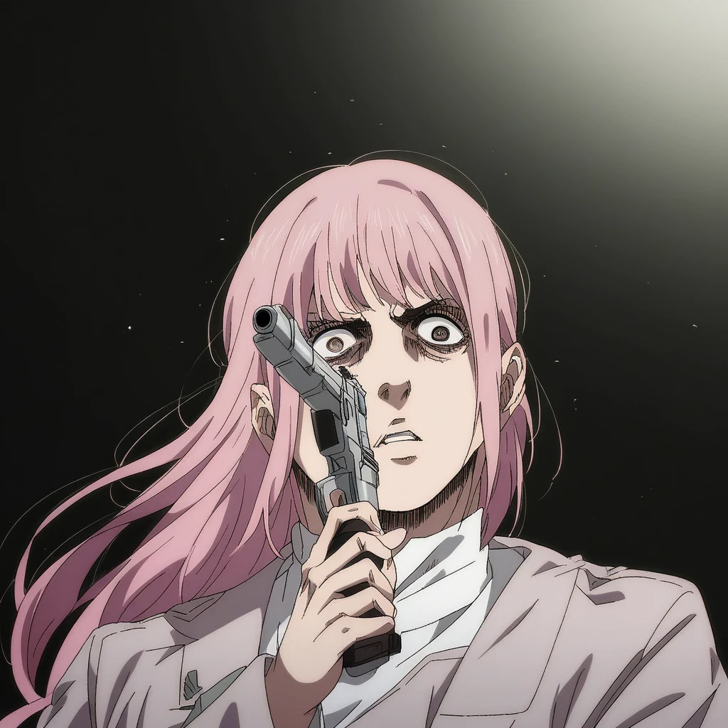 anime girl with pink hair holding a gun in her hand, trigger anime artstyle, clean detailed anime art, guweiz, with pistol, high quality anime artstyle, badass anime 8 k, gapmoe yandere, female action anime girl, anime shot, realistic anime artstyle, anime artstyle, artwork in the style of guweiz, zero two,singeki_no_kyojin_s4_style,

