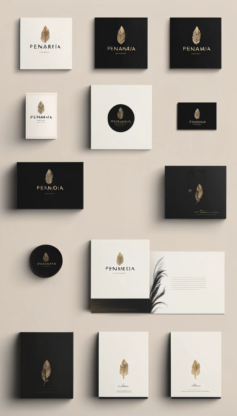 A minimal, modern, simple, cinematic logo design for the brand “Penamemoria". Create a modern, minimalistic, high-quality, masterpiece, fantastic, poetic feather that symbolizes dreams and stories.
