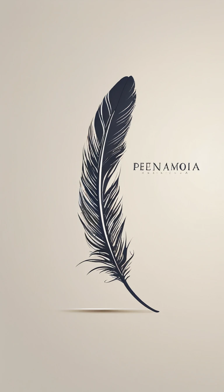 A minimal, modern, simple, cinematic logo design for the brand “Penamemoria". Create a modern, minimalistic, high-quality, logo of a feather that convey a sense of memories and dreams. 