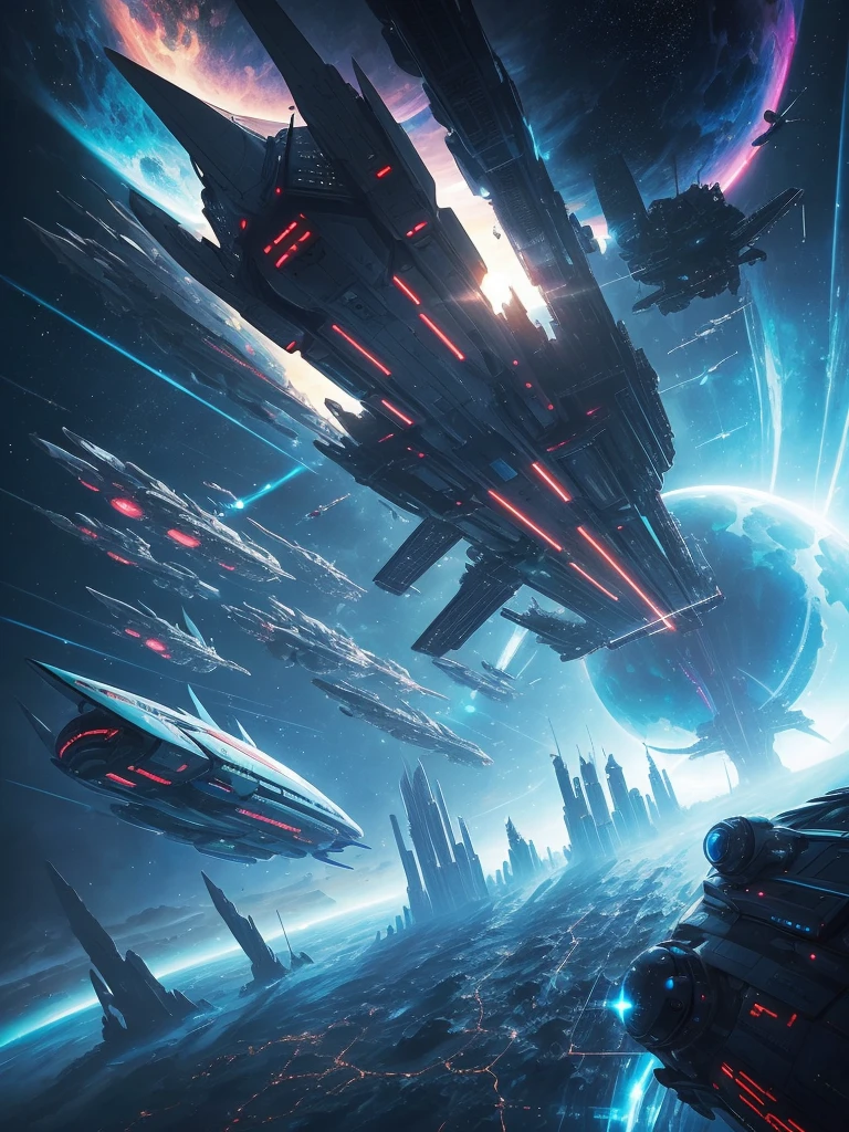 spaceship flying over a planet with a star in the background, futuristic orbital station!!!!, futuristic space station, space elevator, futuristic space port, floating city in the sky, scifi space station, inspired by Stephan Martiniere, futuristic scifi, inspired by Stephan Martinière, russian orbit city cityscape, orbital station, space port city, by Peter Elson, space station