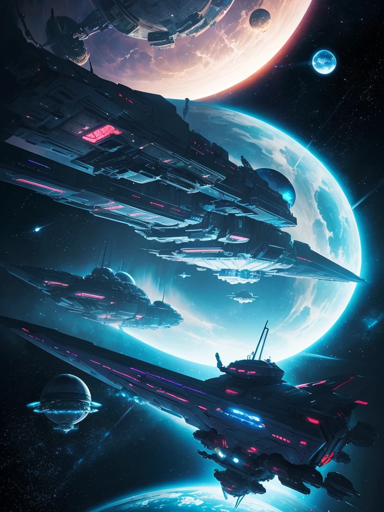 spaceship flying over a planet with a star in the background, futuristic orbital station!!!!, futuristic space station, space elevator, futuristic space port, floating city in the sky, scifi space station, inspired by Stephan Martiniere, futuristic scifi, inspired by Stephan Martinière, russian orbit city cityscape, orbital station, space port city, by Peter Elson, space station