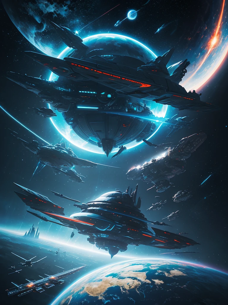 spaceship flying over a planet with a star in the background, futuristic orbital station!!!!, futuristic space station, space elevator, futuristic space port, floating city in the sky, scifi space station, inspired by Stephan Martiniere, futuristic scifi, inspired by Stephan Martinière, russian orbit city cityscape, orbital station, space port city, by Peter Elson, space station