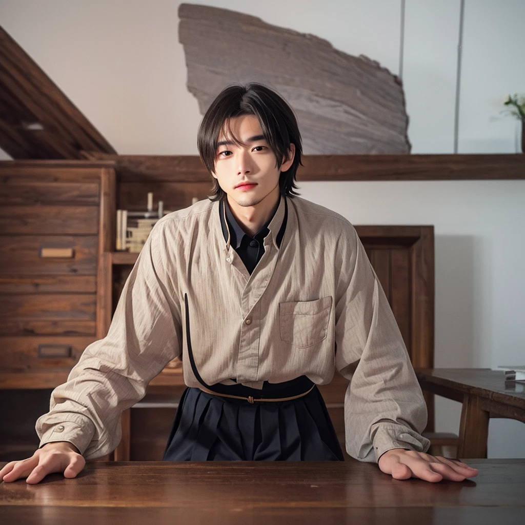 there is a man sitting at a table 