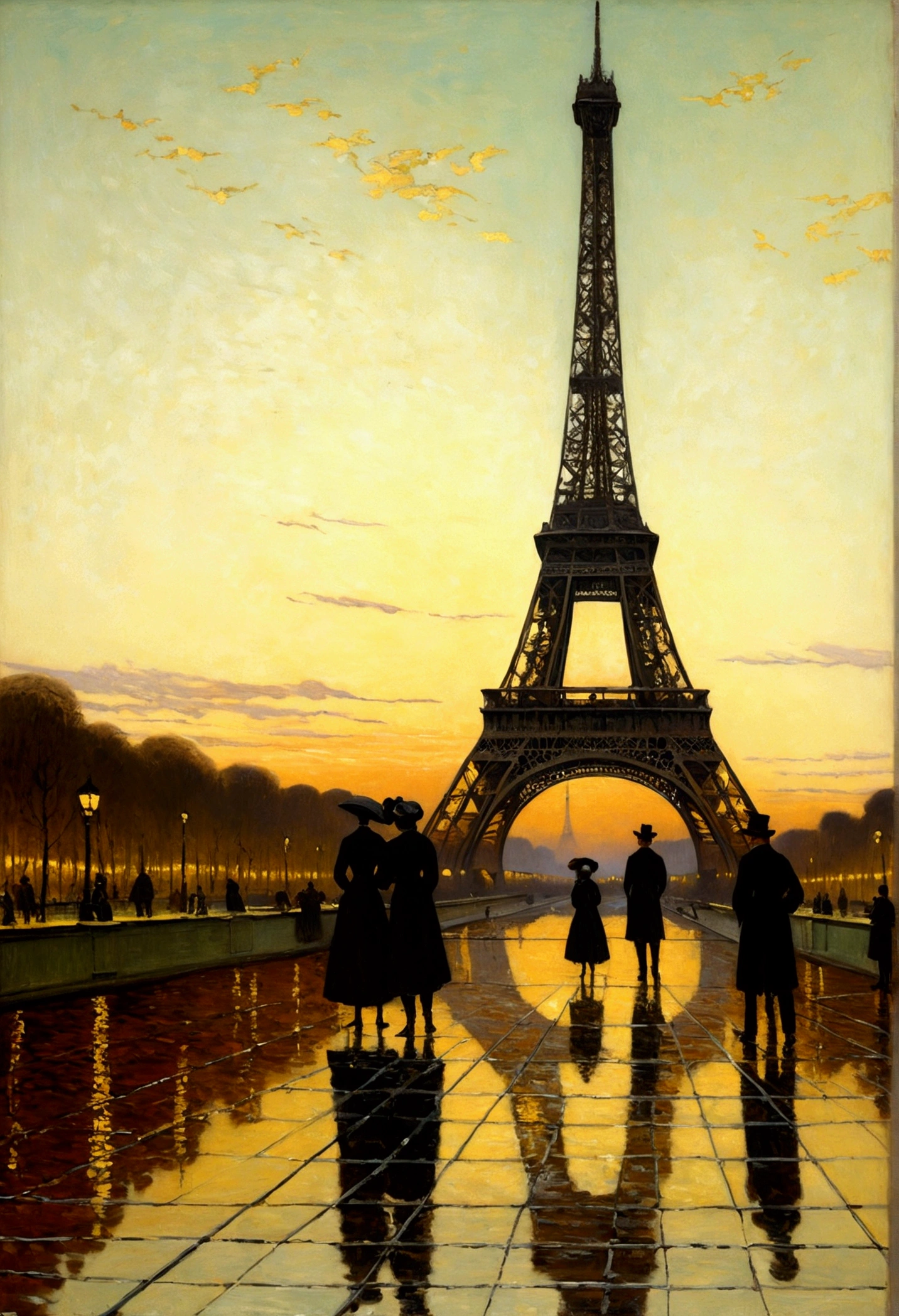 Impressionism, Childe Hassan, Ramón Casas, John Atkinson Grimshaw, Frederick Remington, Eiffel Tower
