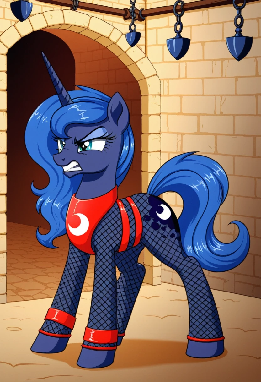 Pony  angry  Princessa luna in   in fishnet tights  b locked in a dungeon