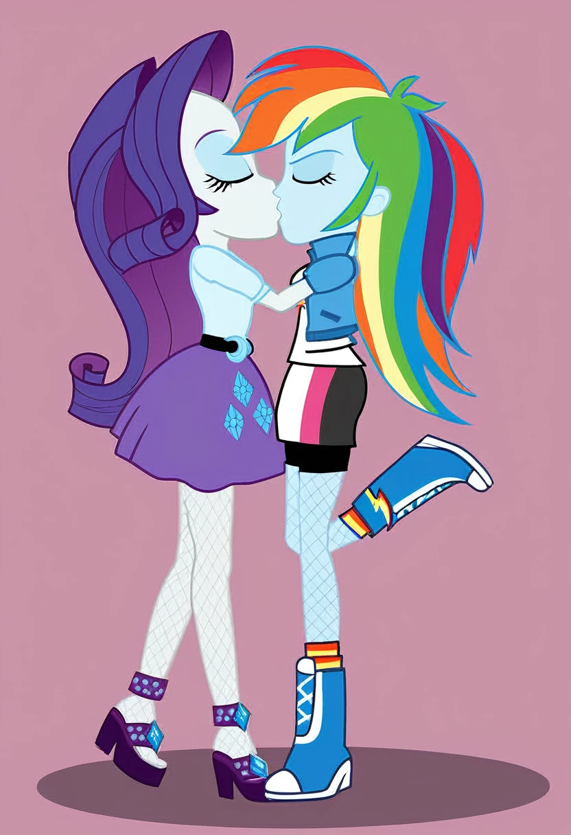  Eqg in fishnet tights rainbow dash kiss rarity 