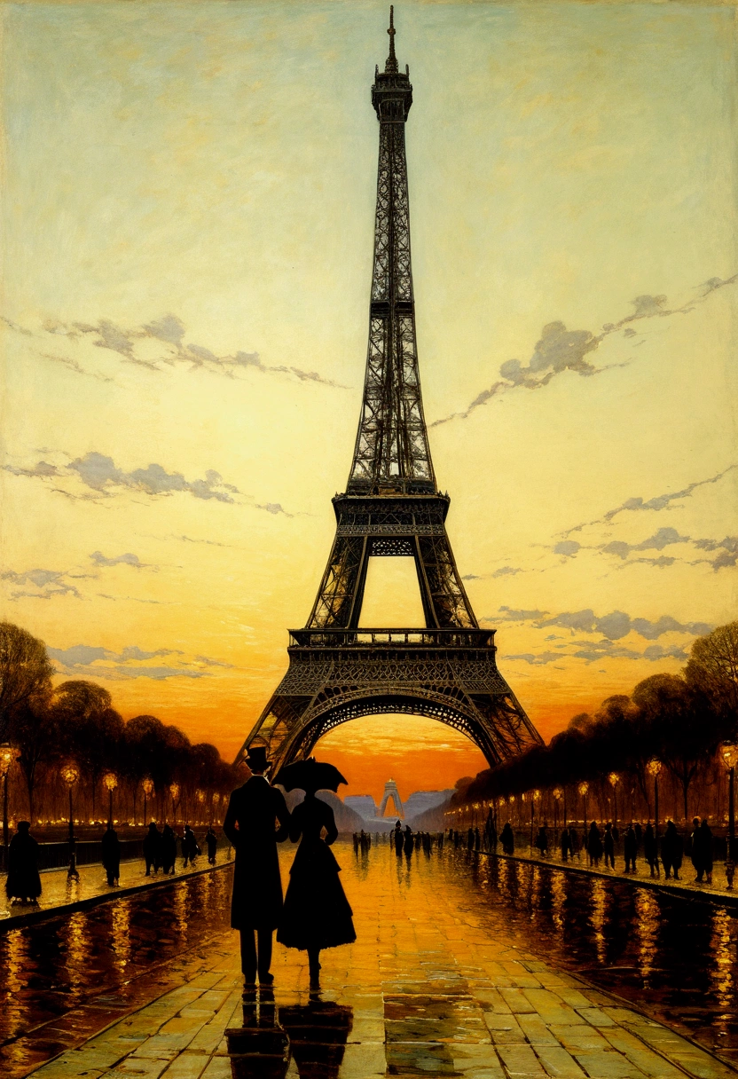 Impressionism, Childe Hassan, Ramón Casas, John Atkinson Grimshaw, Frederick Remington, Eiffel Tower