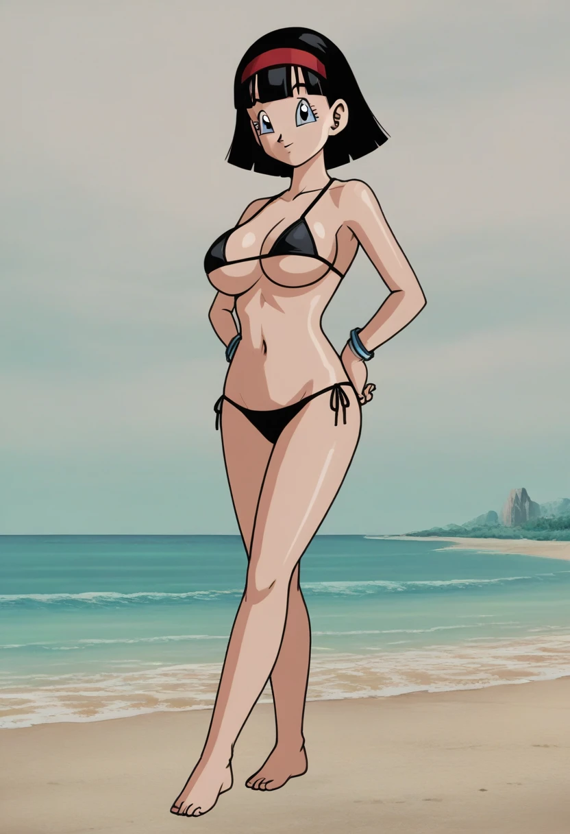 score_9, score_8_up, score_7_up, 
1girl, alex ts, black hair, afro hair, brown eyes, dark-skinned female, looking at side viewer, frown, narrowed eyes, outdoors,

standing, yellow micro bikini, on beach, ocean, sand, palms, posing, from below, covered nipples, cameltoe, hands on hips, 