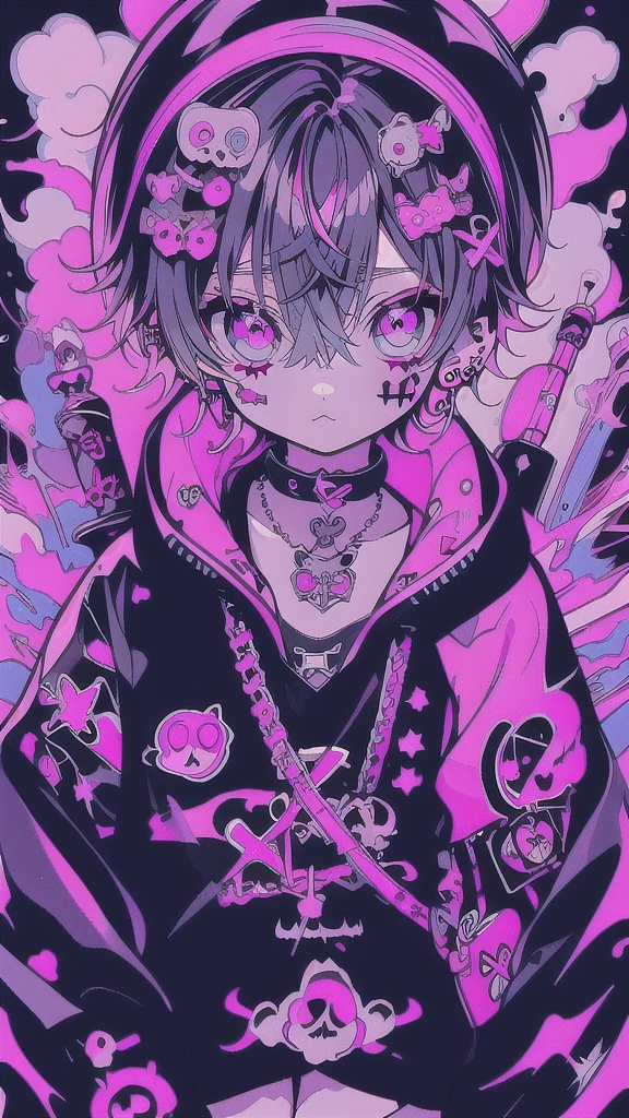 Skull and crossbones anime girl holding a skull, Cute art style, Anime Style, bubble goth, Pastel Goth, Anime Styled, Anime art style, emo anime girl, Anime Style 4 k, Anime Style illustration, Anime Style artwork, Anime Moe Art Style, high quality Anime art style, Goth Girl, cute Anime Style, Anime art style, Anime Style art