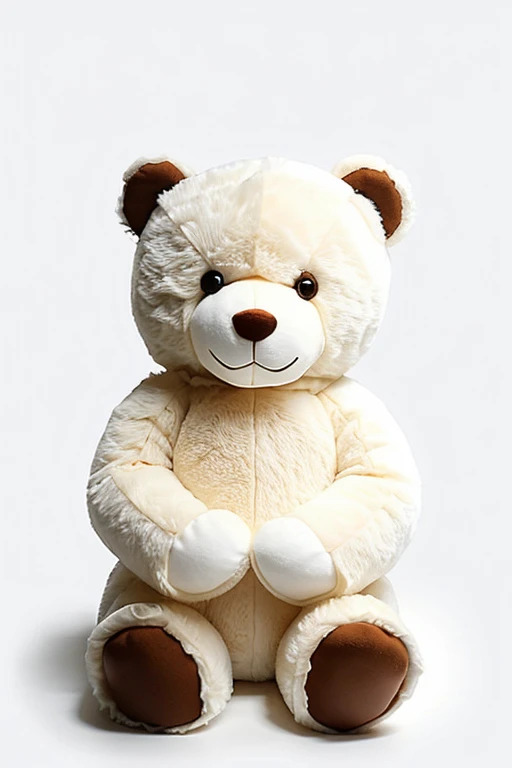 a cute teddy bear sitting on the floor with white background hugging a snowflake (tattoo) 