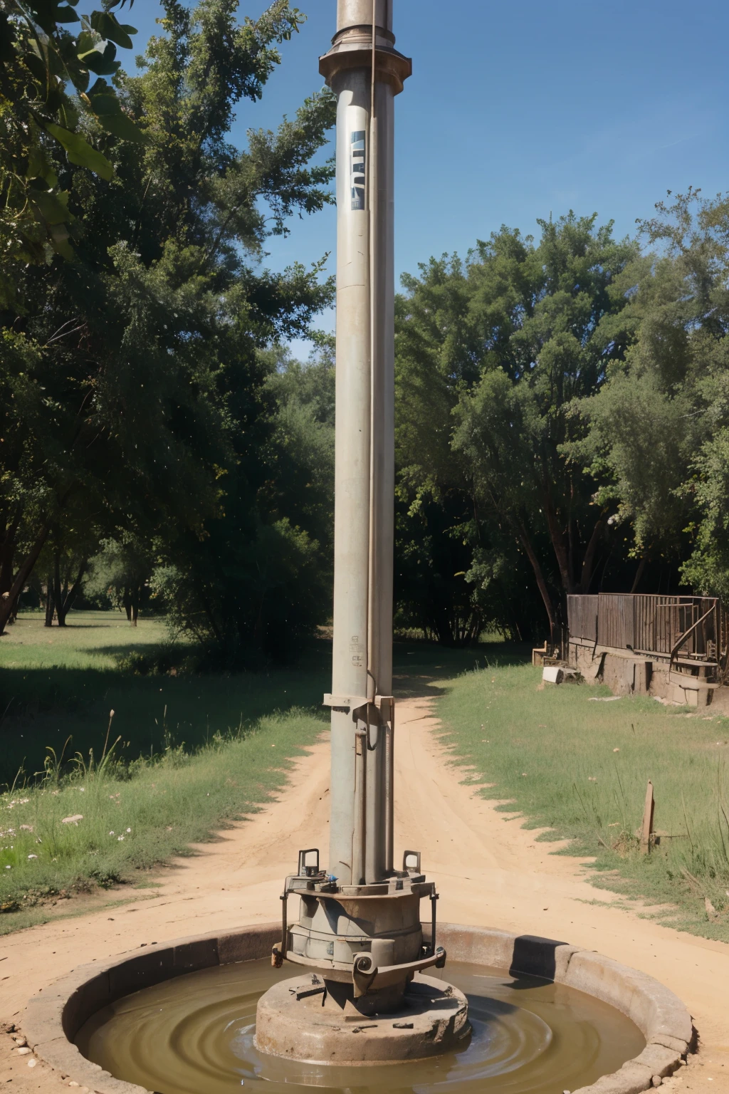 Drilling machinery. a water well, where nature is appreciated