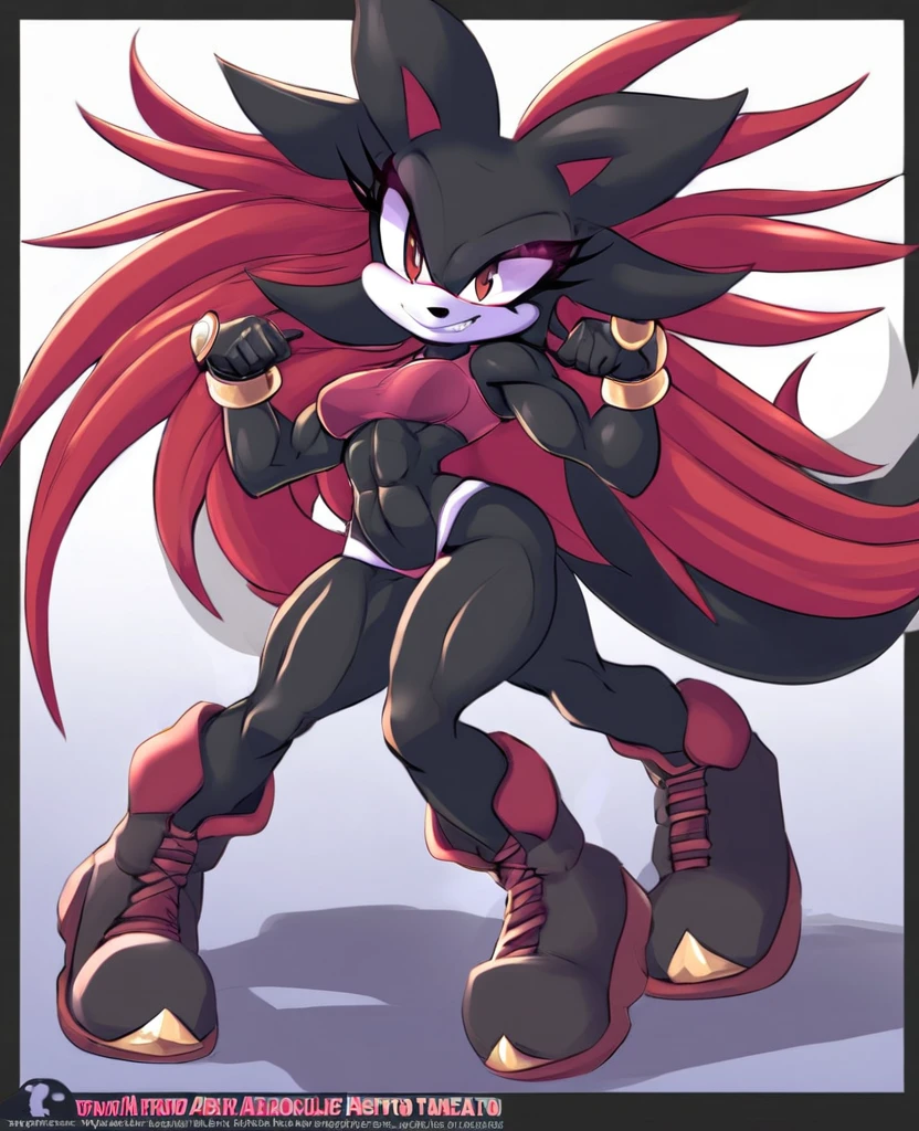 Muscular Darkmon the female mobian hedgehog