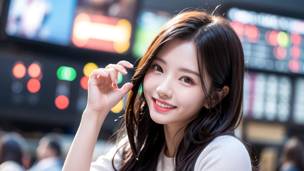 stock market、grateful、smile、Blur the background、Physiologically correct body