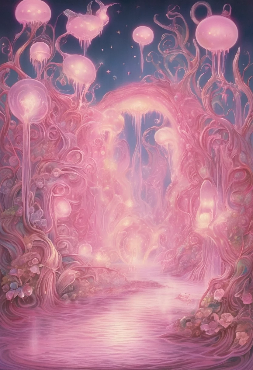 will-o'-the-wisp characters, pastel pink